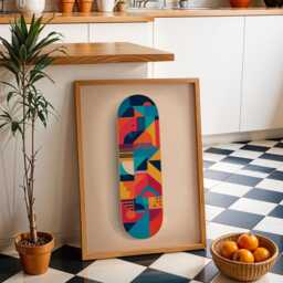 Geometric Skateboard Art Print Mid-Century Modern Skate Deck D??cor Colourful Abstract Wall Retro Shape Pattern Illustration - thumbnail 2