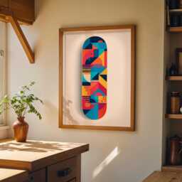 Geometric Skateboard Art Print Mid-Century Modern Skate Deck D??cor Colourful Abstract Wall Retro Shape Pattern Illustration - thumbnail 3