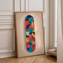 Geometric Skateboard Art Print Mid-Century Modern Skate Deck D??cor Colourful Abstract Wall Retro Shape Pattern Illustration - thumbnail 1