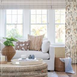 Light Heart Color Spa Watercolor Floral Flower Blue Cotton Curtain, Valance Extra Wide, Pleated, Lined Drapery Panel Offered As Upgrades - thumbnail 3