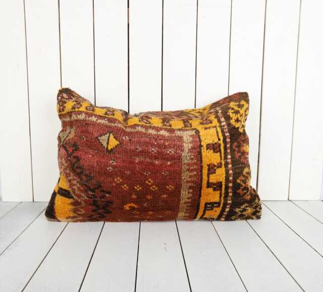 Handmade Vintage Turkish Kilim Pillow Cover Ethnic Cushion - 16x24 - image 1