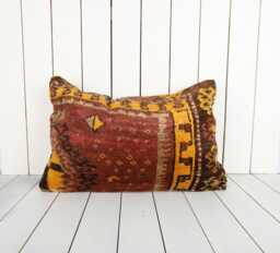 Handmade Vintage Turkish Kilim Pillow Cover Ethnic Cushion - 16x24 - thumbnail 1