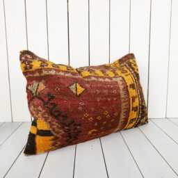 Handmade Vintage Turkish Kilim Pillow Cover Ethnic Cushion - 16x24 - thumbnail 2