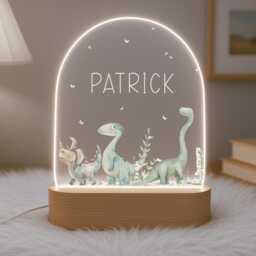 Personalised Children's Dinosaur Night Light - Led Lamp Kid's Decor Boy Girl Gift For Birthday Name Sign Bedroom Nursery - thumbnail 2