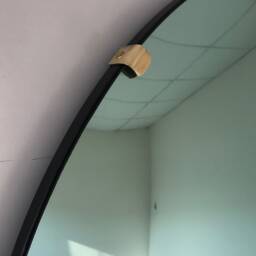 Handcrafted Green Tinted Convex Wall Mirror With Brass Clips - thumbnail 3