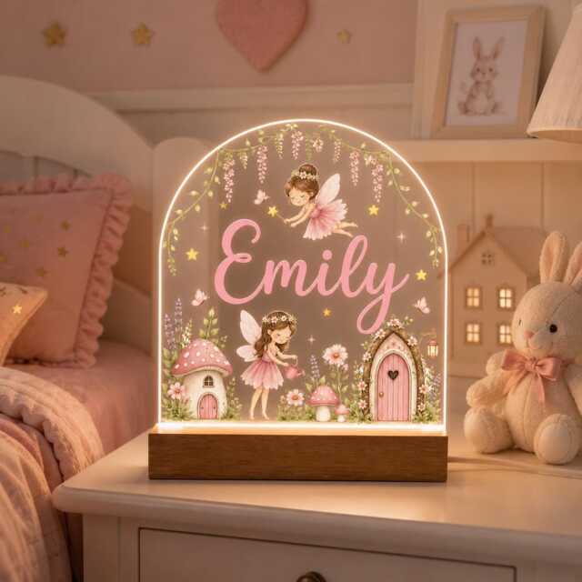 Personalised Night Light, Fairies, New Baby, 1st Birthday, Christening Gift, Nursery Light - image 1