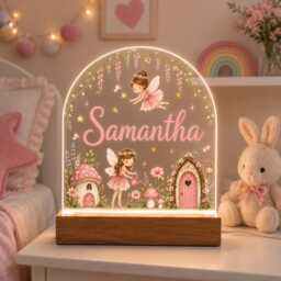 Personalised Night Light, Fairies, New Baby, 1st Birthday, Christening Gift, Nursery Light - thumbnail 3
