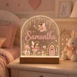 Personalised Night Light, Fairies, New Baby, 1st Birthday, Christening Gift, Nursery Light - thumbnail 2