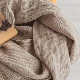 Natural Linen Waffle Bath Towel For Sauna, Gym. Organic Open Weave Hand, Face Set Beach, Travel. Absorbent Ecofriendly Towels - thumbnail 2