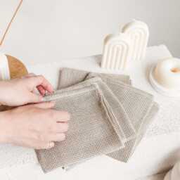 Natural Linen Waffle Bath Towel For Sauna, Gym. Organic Open Weave Hand, Face Set Beach, Travel. Absorbent Ecofriendly Towels - thumbnail 4