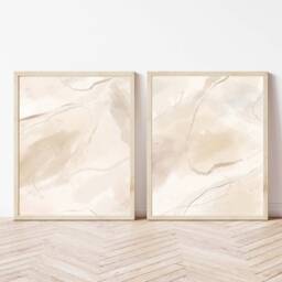 Set Of 2, Modern Wall Art, Neutral Wall Art Modern, Watercolor, Abstract Boho Large Scale Line Art - thumbnail 2