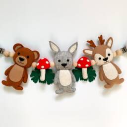 Woodland Pram Garland, Stroller Mobile, Felt Woodland Accessories, Baby Shower, First Mother Day - thumbnail 4