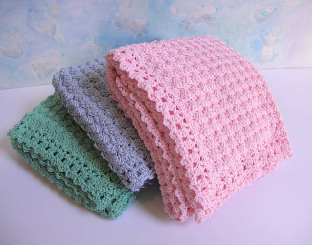 Handmade Crochet Cotton Baby Blanket Berry Patch Texture - image 1