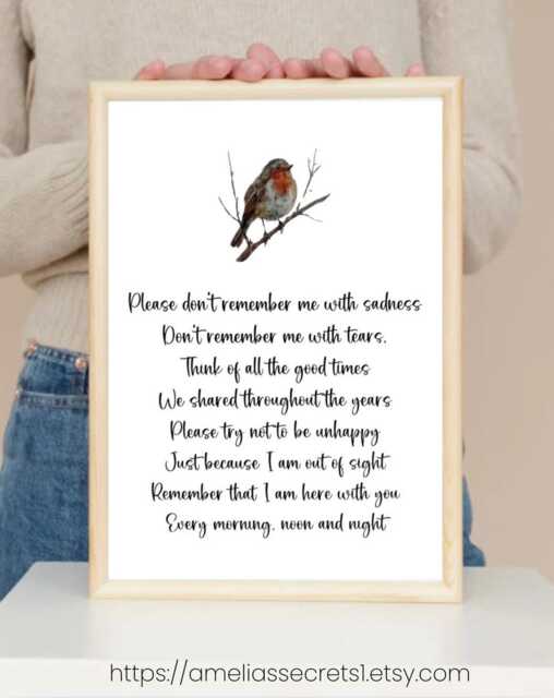 Robin Memorial Poem Print - Remembrance Wall Art Sympathy Gift in Loving Memory Keepsake - image 1