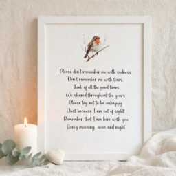 Robin Memorial Poem Print - Remembrance Wall Art Sympathy Gift in Loving Memory Keepsake - thumbnail 1