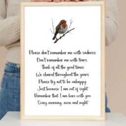 Robin Memorial Poem Print - Remembrance Wall Art Sympathy Gift in Loving Memory Keepsake - thumbnail 2