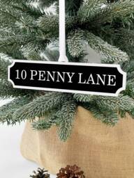 Personalised Street Road Sign Christmas Decoration, Custom Address Home Bauble