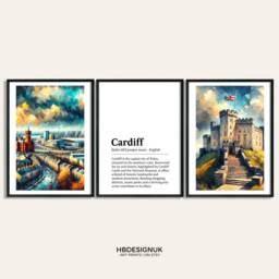 Cardiff Poster Prints - Set Of 3 Posters - Watercolour Wall Art Decor Travel Wales Hanging Artwork Gift UK Painting - thumbnail 2