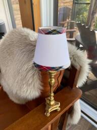 Linen With Red Tartan Chandelier Lampshade Plaid Wall Sconce - thumbnail 1