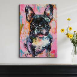 French Bulldog Abstract Oil Painting Framed Print & Canvas Portrait Wall Art Poster Frenchie Pet Home Decor Interior Dog Lover Gift - thumbnail 1