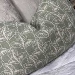 "Dusty Green Cushion Cover - John Lewis Exley Leaf Fabric Home Decor Pillow For Sofa Or Bed Throw 12"" X 20" - thumbnail 2