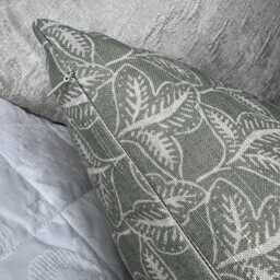 Dusty Green Leaf Lumbar Cushion Cover - John Lewis Exley Fabric - 12 X 20 - thumbnail 4