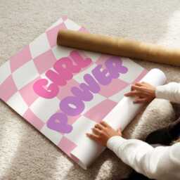 Girl Power Print Pink Purple Checkered Wall Art - thumbnail 3