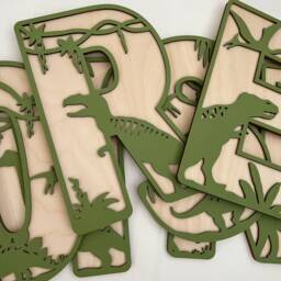 Dinosaur Name Sign - Wooden Dino Letters Personalised Custom Decor Theme Bedroom Wall Art - thumbnail 3