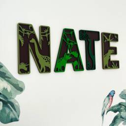 Dinosaur Name Sign - Wooden Dino Letters Personalised Custom Decor Theme Bedroom Wall Art - thumbnail 1