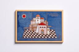 Handmade Ceramic Cityscape Wall Art Greek Pottery Plaque