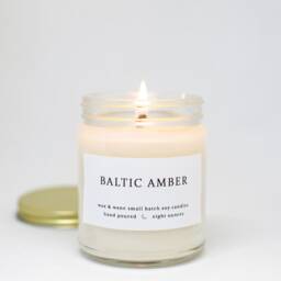 Baltic Amber Scented Soy Candle - Hand Poured, 8 Oz Vegan - thumbnail 3