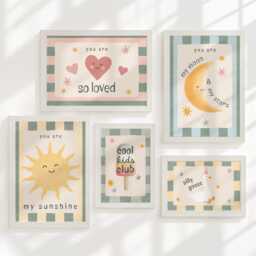 Kids Room Gallery Wall - Goose, Moon & Sun Prints Gender Neutral Bedroom Art Framed Or Unframed Options - thumbnail 3