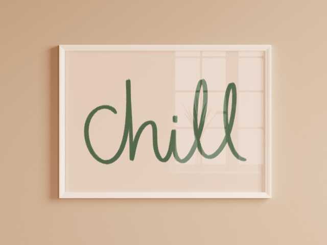 Chill Sage Green Wall Art Print - Bathroom Prints, Bedroom Print, Living Room Art, Beige And - image 1