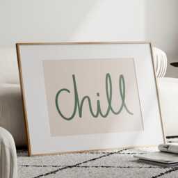 Chill Sage Green Wall Art Print - Bathroom Prints, Bedroom Print, Living Room Art, Beige And - thumbnail 3