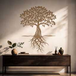 Tree Wall Decal With Roots & Branches - Custom Vinyl Nature Mural For Bedroom, Living Room, Nursery Multiple Sizes 19 Colors - 2804Di