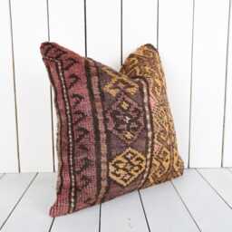 Kilim Pillow Cover Bohemian Chic Wool Accent Pillow, 16x16 - thumbnail 2
