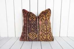 Kilim Pillow Cover Bohemian Chic Wool Accent Pillow, 16x16 - thumbnail 1