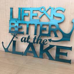 Life Is Better At The Lake Metal Wall Art Teal Anchor Lakehouse Decor - thumbnail 4