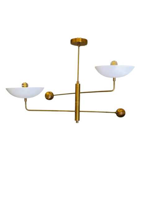 Vintage Italian Brass Chandelier - 1950S Mid Century Pendant Light Sputnik Style Curved Ceiling Fixture Retro Mcm Lighting