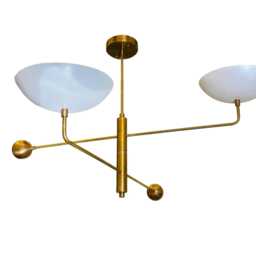 Vintage Italian Brass Chandelier - 1950S Mid Century Pendant Light Sputnik Style Curved Ceiling Fixture Retro Mcm Lighting - thumbnail 3