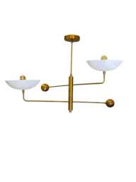 Vintage Italian Brass Chandelier - 1950S Mid Century Pendant Light Sputnik Style Curved Ceiling Fixture Retro Mcm Lighting - thumbnail 1