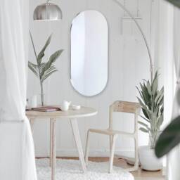 Pill Shaped Mirrors With White Backing & Hooks, Bespoke Shapes Made - thumbnail 2