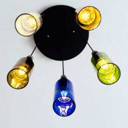 Bottle Light Fixture - Colourful Chandelier Made From Wine & Vodka For Home & Bar Lighting - thumbnail 2