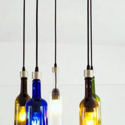 Bottle Light Fixture - Colourful Chandelier Made From Wine & Vodka For Home & Bar Lighting - thumbnail 3