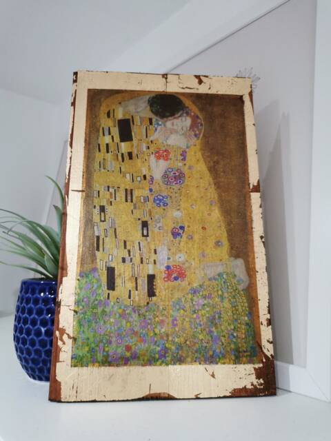 The Kiss By Klimt Gold Gilded Wooden Wall Art - image 1
