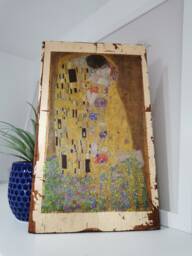 The Kiss By Klimt Gold Gilded Wooden Wall Art - thumbnail 1