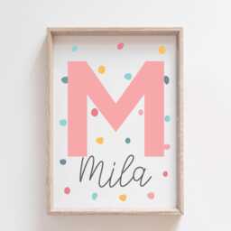 Girls Personalised Name Print, Bedroom Prints, Nursery Wall Art, Pink Teal Colourful, Decor, Playroom Prints - thumbnail 2