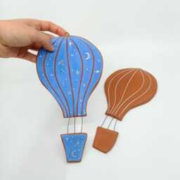 Ceramic Hot Air Balloon Wall Art Boho Nursery Decor - thumbnail 2