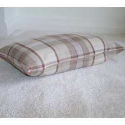 Tartan Wool Feel Cushion Cover Beige Red Brown Grey Cream Bolster Pillow Sham Soft Scottish Plaid Check Zip Pillowcase 12x16 12x20 Oblong - thumbnail 2