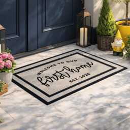 First Home Doormat - New Mat Cute D??cor Personalized Family Custom Coir Realtor Gift Housewarming - thumbnail 2